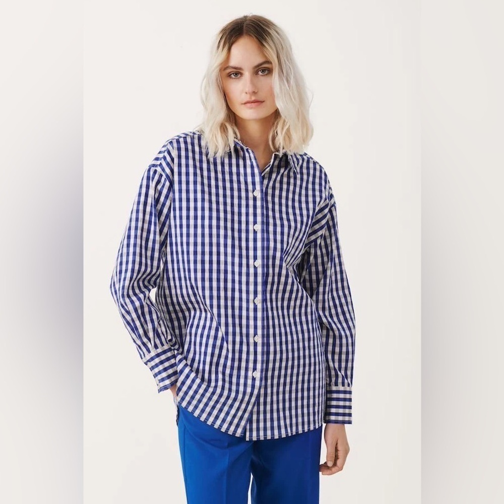 PART TWO Blouse Regan gingham boyfriend shirt Size M